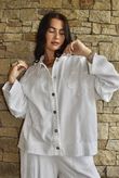 Hippie Shake Linen Blend Shirt Jacket White